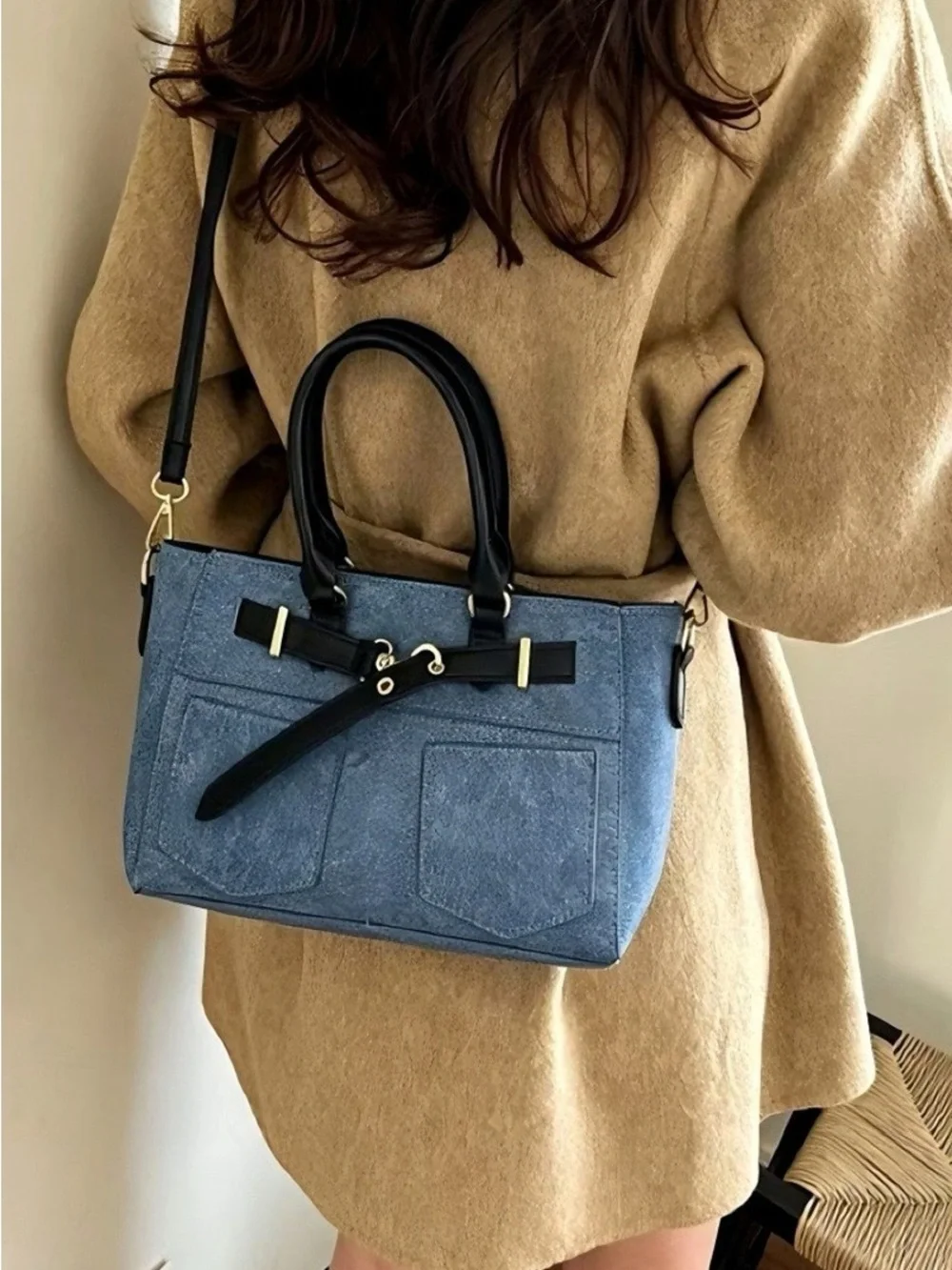 DENIM POCKET PATCH TOTE BAG